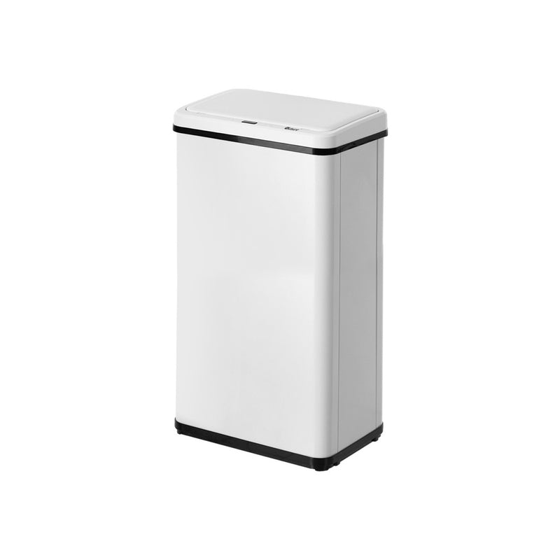 Oikiture 40L Motion Sensor Bin Kitchen Waste Stainless Steel White
