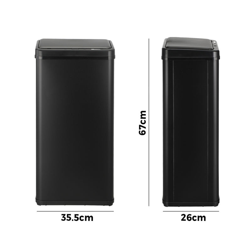 Oikiture 50L Motion Sensor Bin Automatic Rubbish Trash Can Black