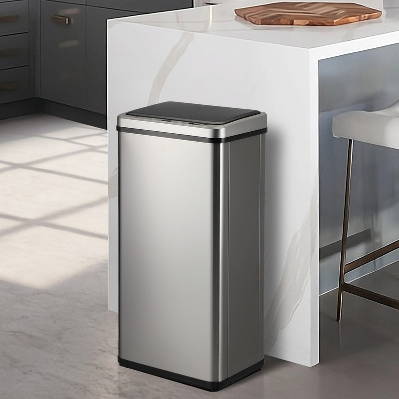 Oikiture Automatic Motion Sensor Bin 50L Silver