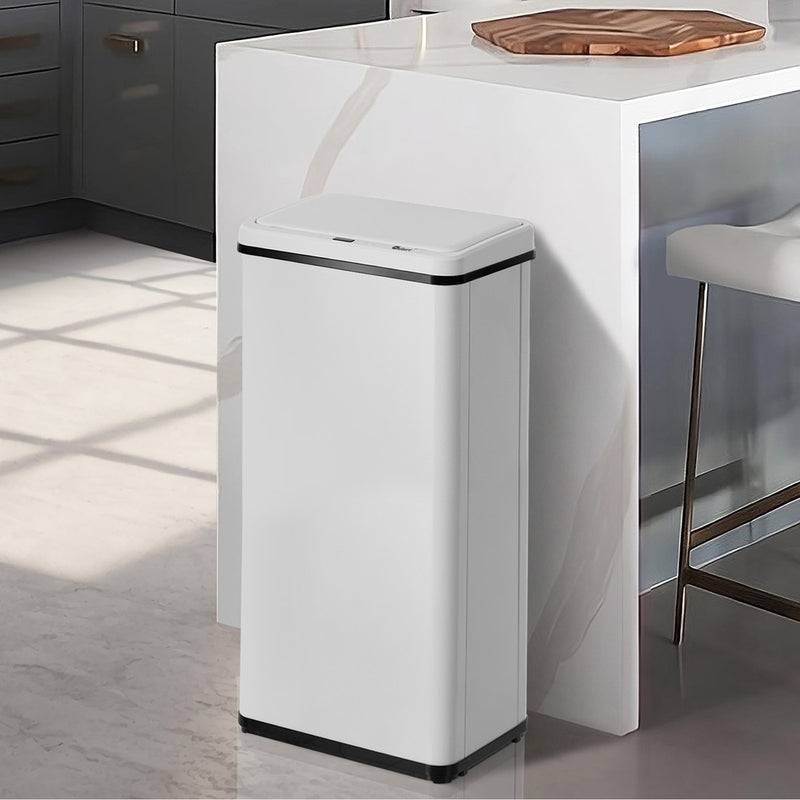 Oikiture 50L Motion Sensor Bin Automatic Rubbish Bin Kitchen White