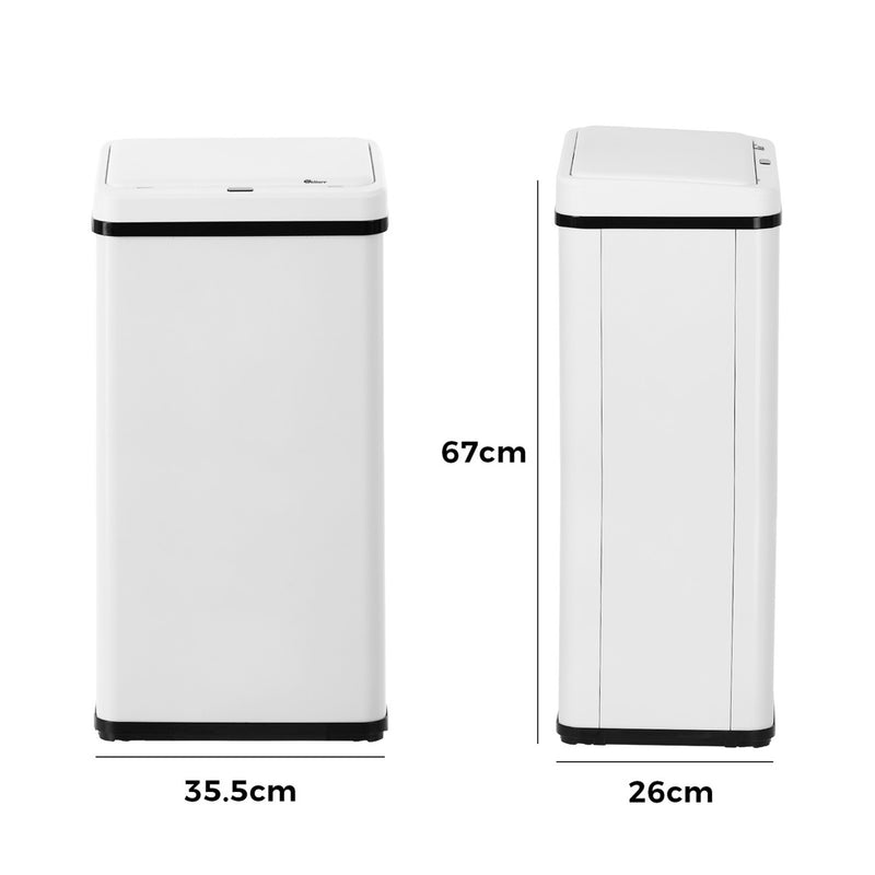 Oikiture 50L Motion Sensor Bin Automatic Rubbish Bin Kitchen White