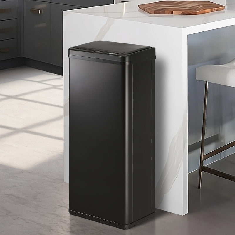 Oikiture 60L Motion Sensor Bin Stainless Steel Black