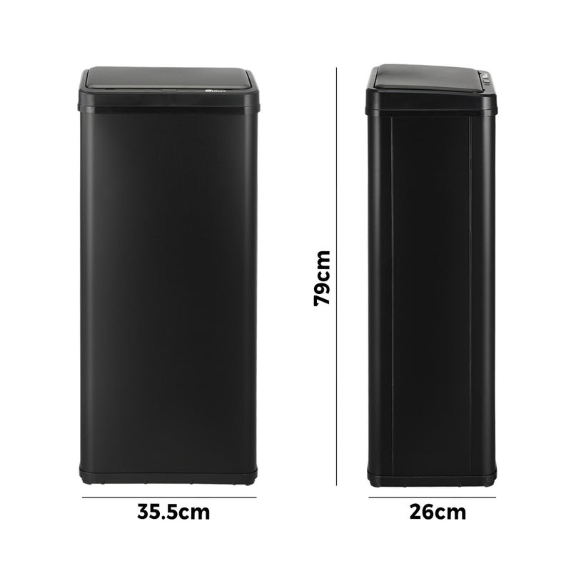Oikiture 60L Motion Sensor Bin Stainless Steel Black