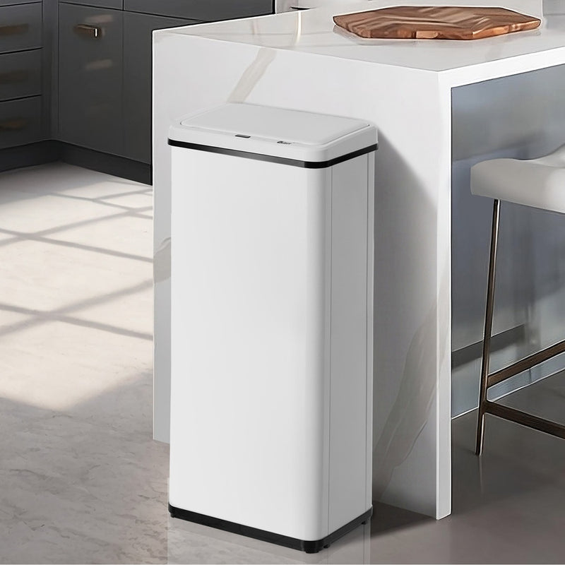 Oikiture 60L Motion Sensor Bin Automatic Rubbish Bin Kitchen White