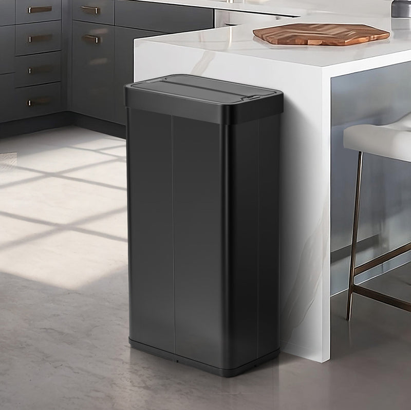 Oikiture 75L Motion Sensor Bin Stainless Steel Automatic Black