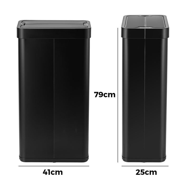Oikiture 75L Motion Sensor Bin Stainless Steel Automatic Black