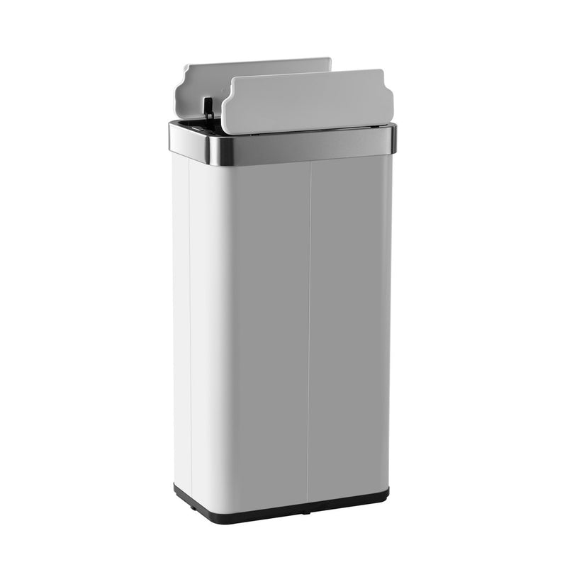 Oikiture 75L Motion Sensor Bin Stainless Steel Automatic White