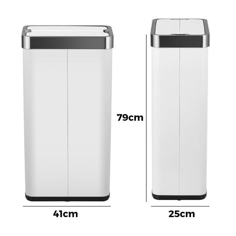 Oikiture 75L Motion Sensor Bin Stainless Steel Automatic White