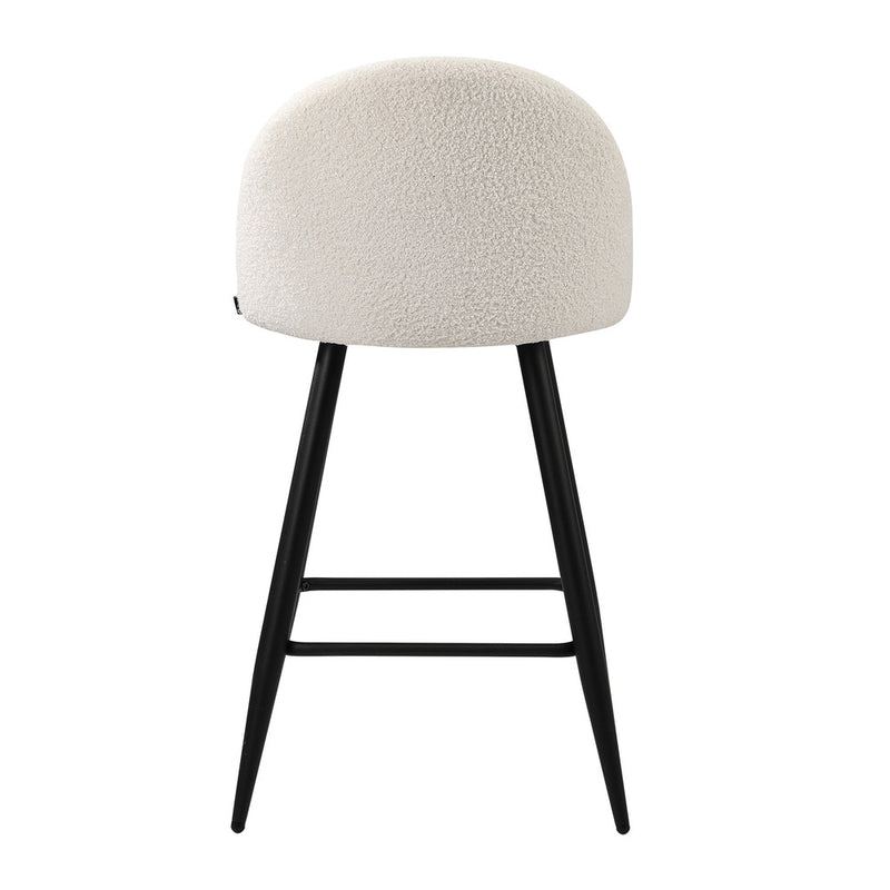 Oikiture 2x Bar Stools Kitchen Counter Stool White Boucle Padded