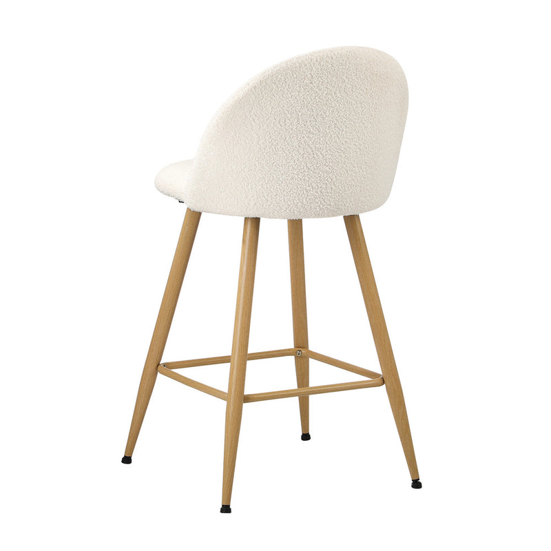 Oikiture 2x Bar Stools Kitchen Counter Stool Boucle Padded Stools