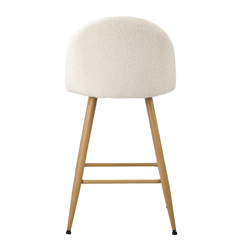 Oikiture 2x Bar Stools Kitchen Counter Stool Boucle Padded Stools