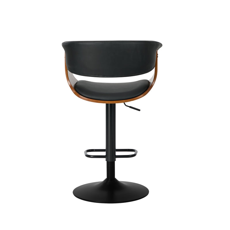 Oikiture 2x Bar Stools Swivel Counter Stool Armrest Leather Black