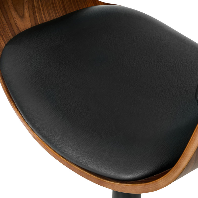 Oikiture 2x Bar Stools Swivel Counter Stool Armrest Leather Black