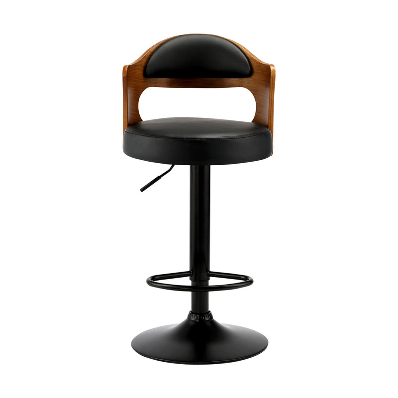 Oikiture 4x Bar Stools Swivel Gas Lift Metal Leather