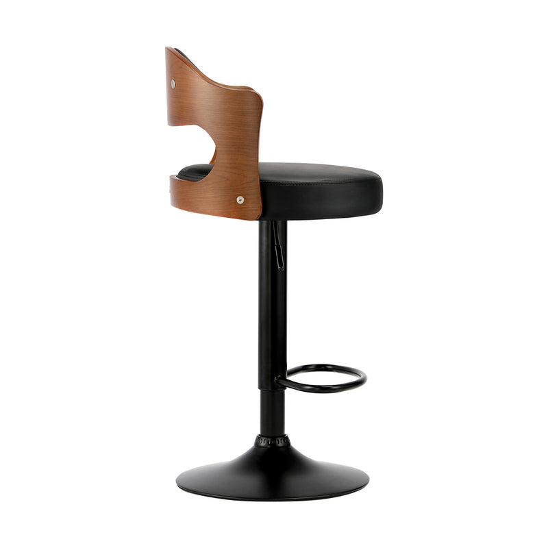 Oikiture 4x Bar Stools Swivel Gas Lift Metal Leather