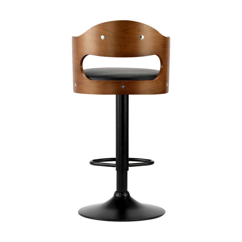 Oikiture 4x Bar Stools Swivel Gas Lift Metal Leather