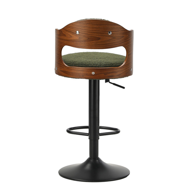 Oikiture 2x Bar Stools Kitchen Bar Chairs Gas Lift Stools Green Boucle