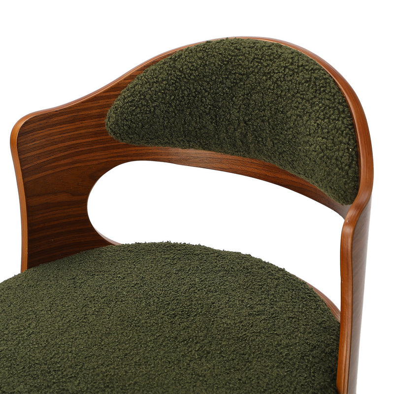 Oikiture 2x Bar Stools Kitchen Bar Chairs Gas Lift Stools Green Boucle