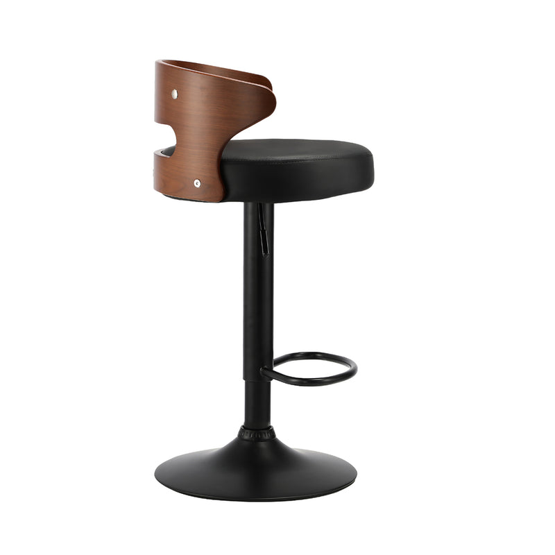 Oikiture 2x Bar Stools with Gas Lift Swivel Black