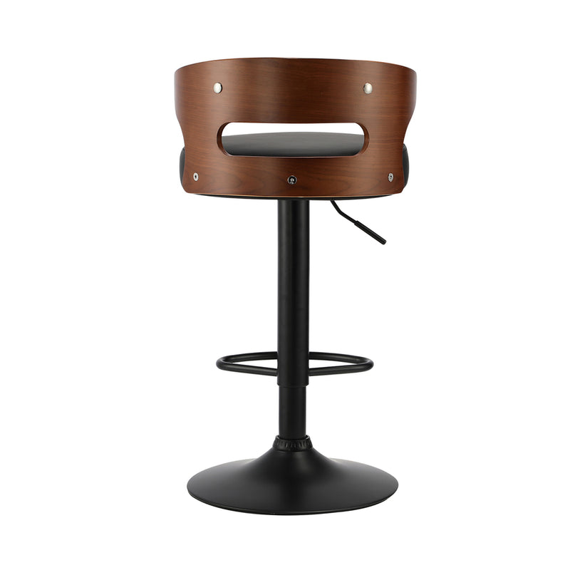 Oikiture 2x Bar Stools with Gas Lift Swivel Black