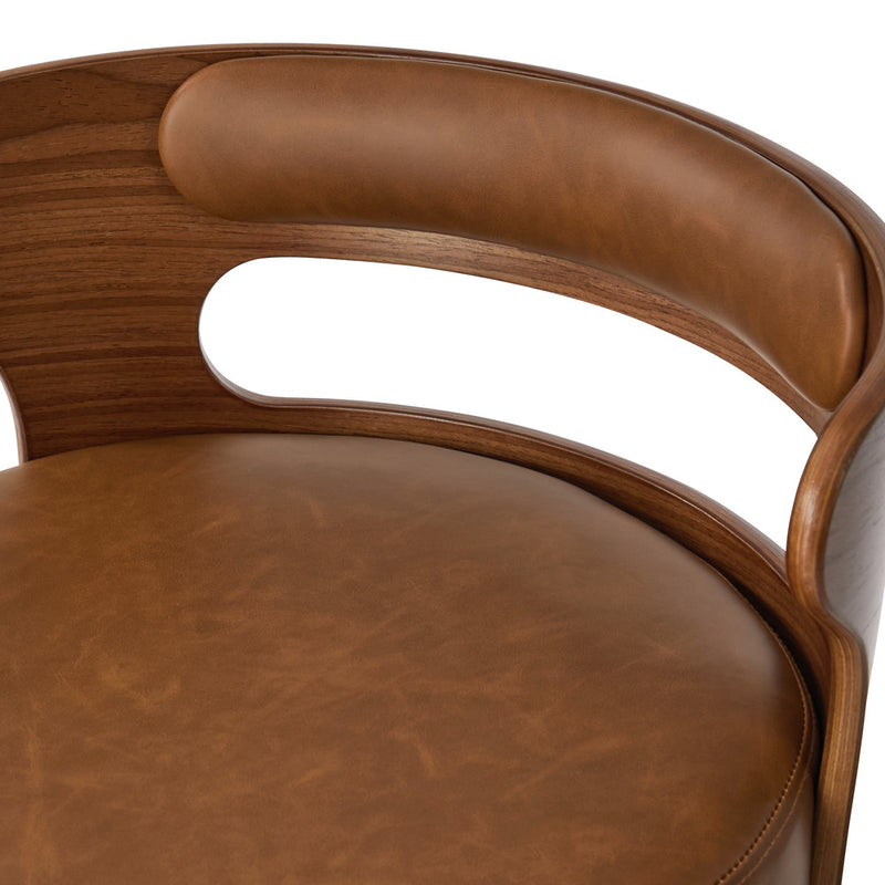 Oikiture 2x Bar Stools Kitchen Swivel Stool Wooden Leather Camel