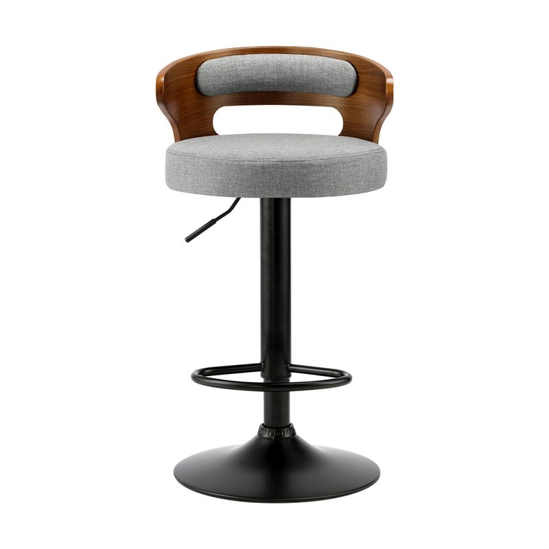 Oikiture Bar Stools Gas Lift Swivel Wooden Grey x2