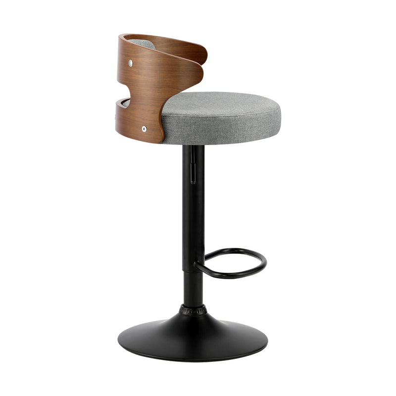 Oikiture Bar Stools Gas Lift Swivel Wooden Grey x2