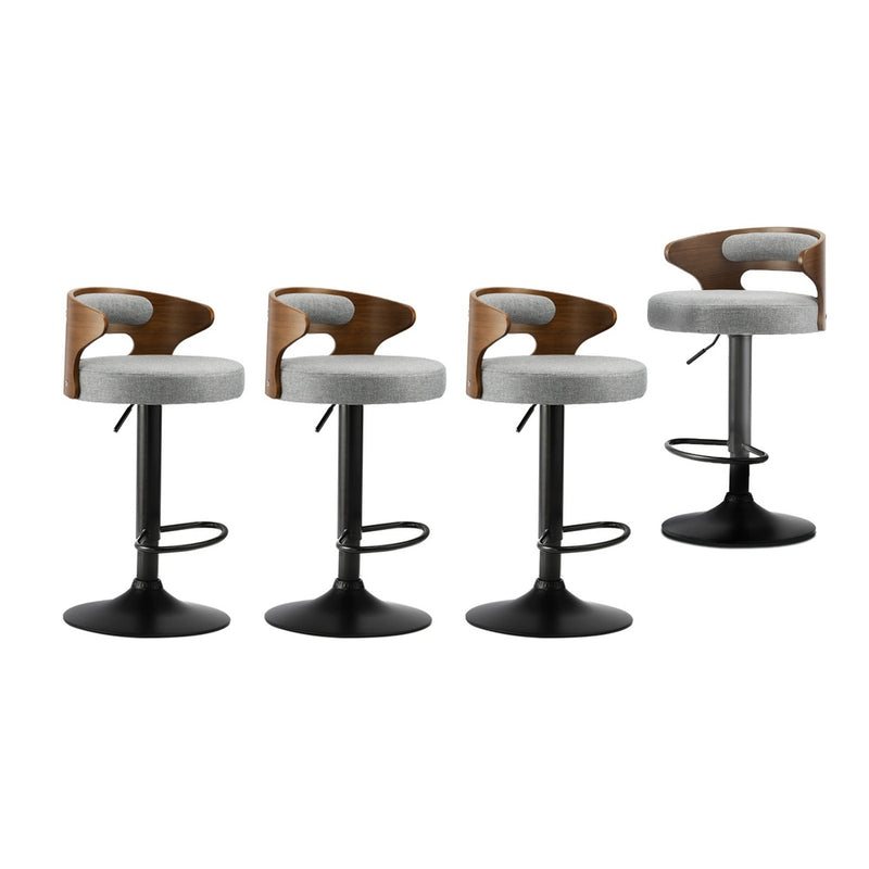 Oikiture 4x Bar Stools with Gas Lift Swivel Grey