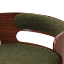 Oikiture 4x Bar Stools Gas Lift Swivel Chairs Wooden Boucle Green