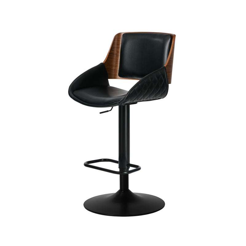 Oikiture 2x Bar Stools Kitchen Dining Chairs Swivel Leather Black