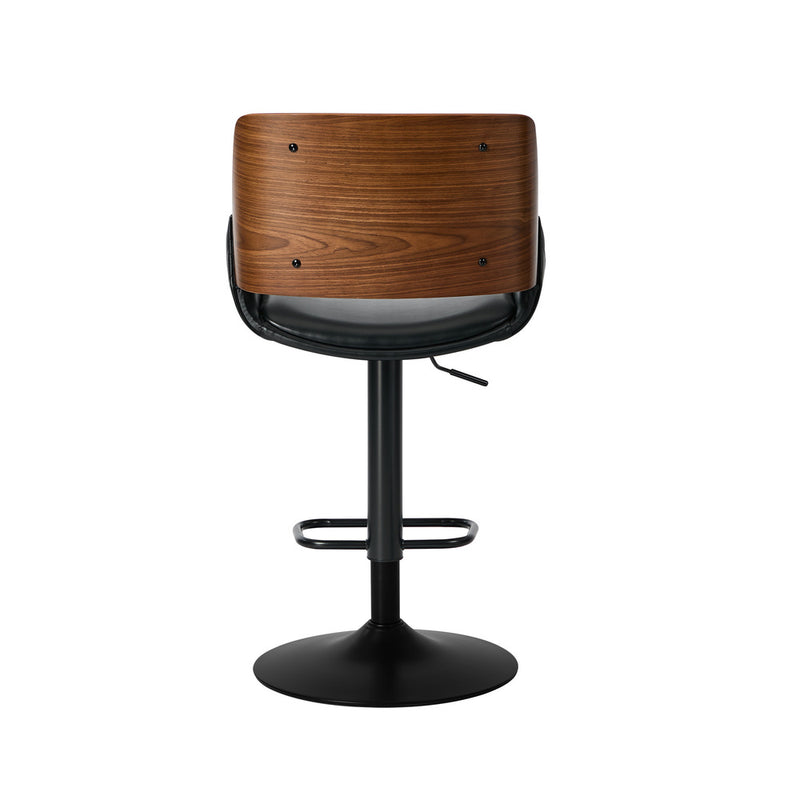 Oikiture 2x Bar Stools Kitchen Dining Chairs Swivel Leather Black