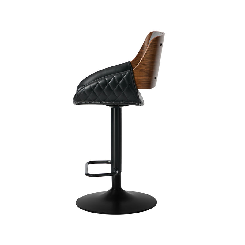 Oikiture 2x Bar Stools Kitchen Dining Chairs Swivel Leather Black