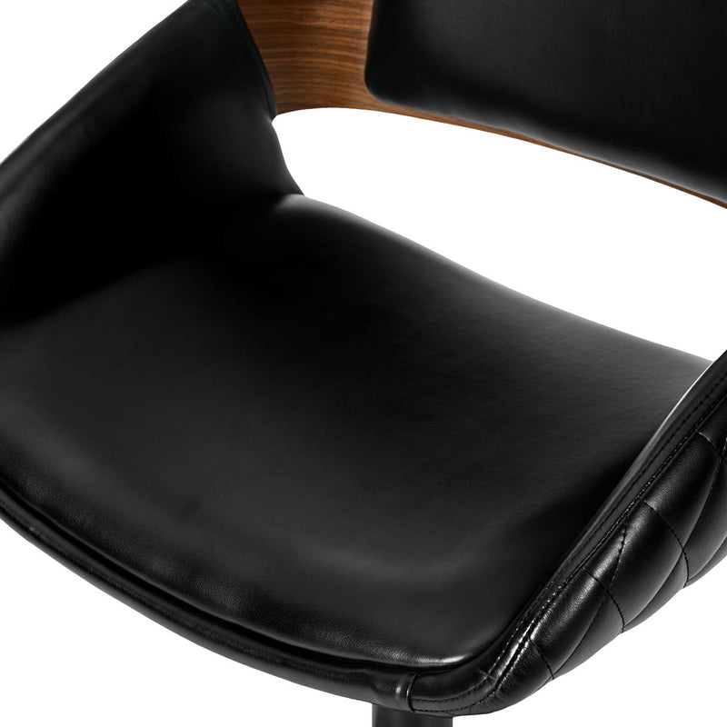 Oikiture 2x Bar Stools Kitchen Dining Chairs Swivel Leather Black