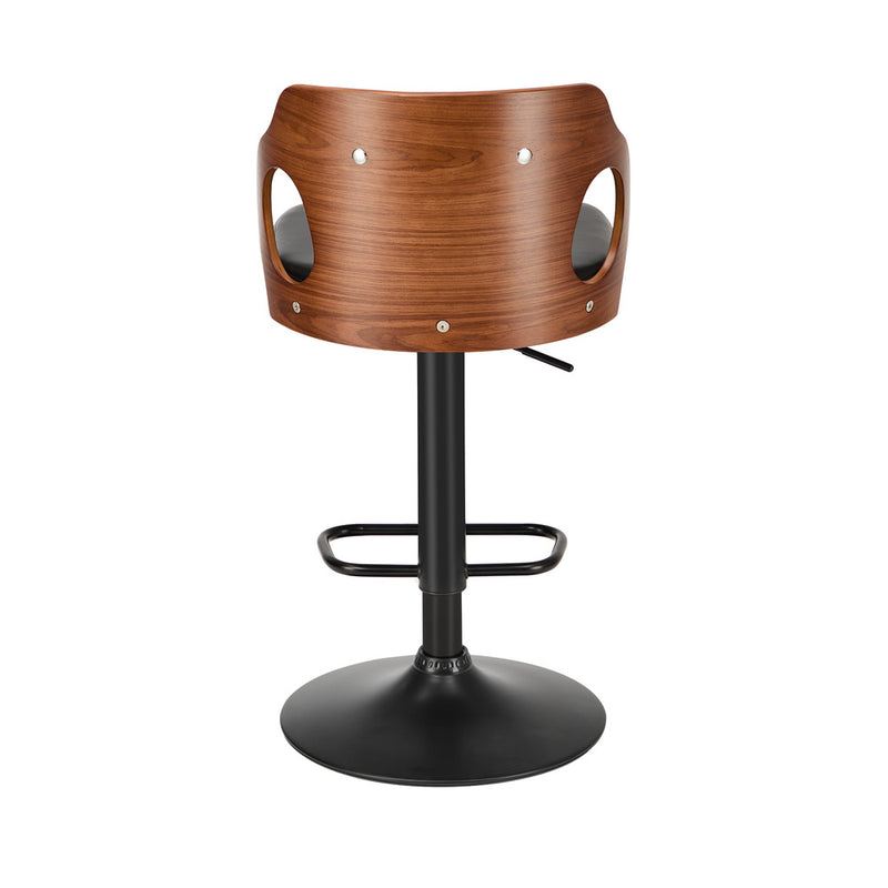 Oikiture 2x Bar Stools Swivel Kitchen Bar Stools Leather Black