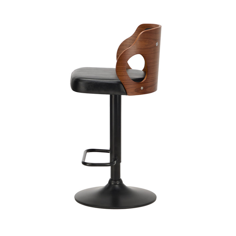 Oikiture 2x Bar Stools Swivel Kitchen Bar Stools Leather Black