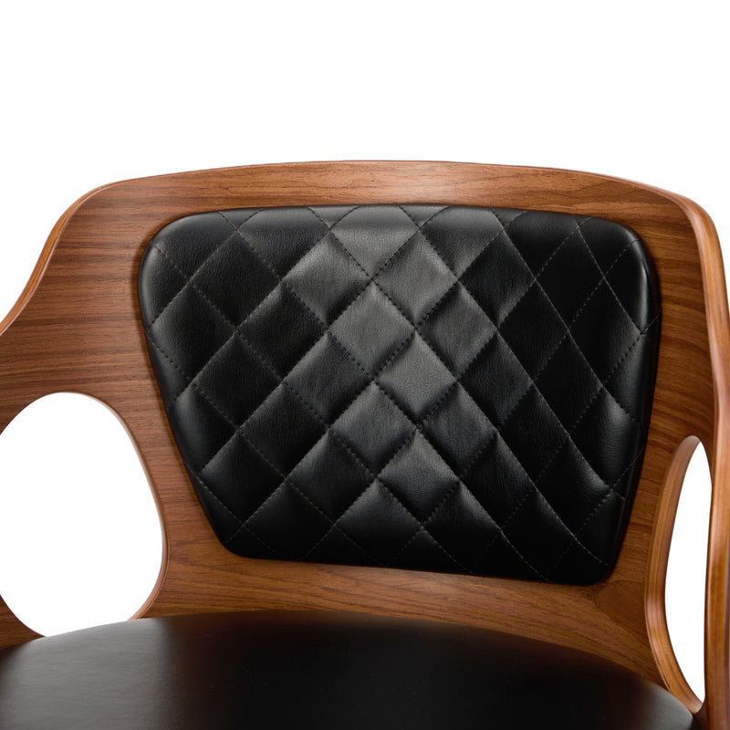 Oikiture 2x Bar Stools Swivel Kitchen Bar Stools Leather Black