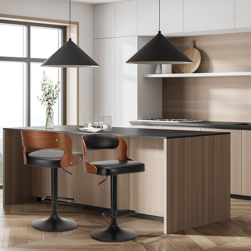 Oikiture 2X Bar Stool Gas Lift Kitchen Swivel Chair Leather LUKA