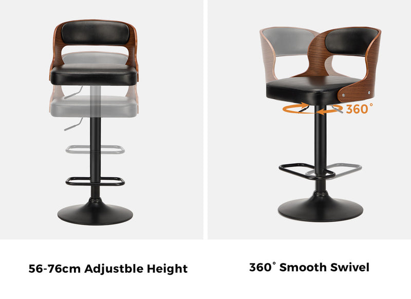 Oikiture 2X Bar Stool Gas Lift Kitchen Swivel Chair Leather LUKA
