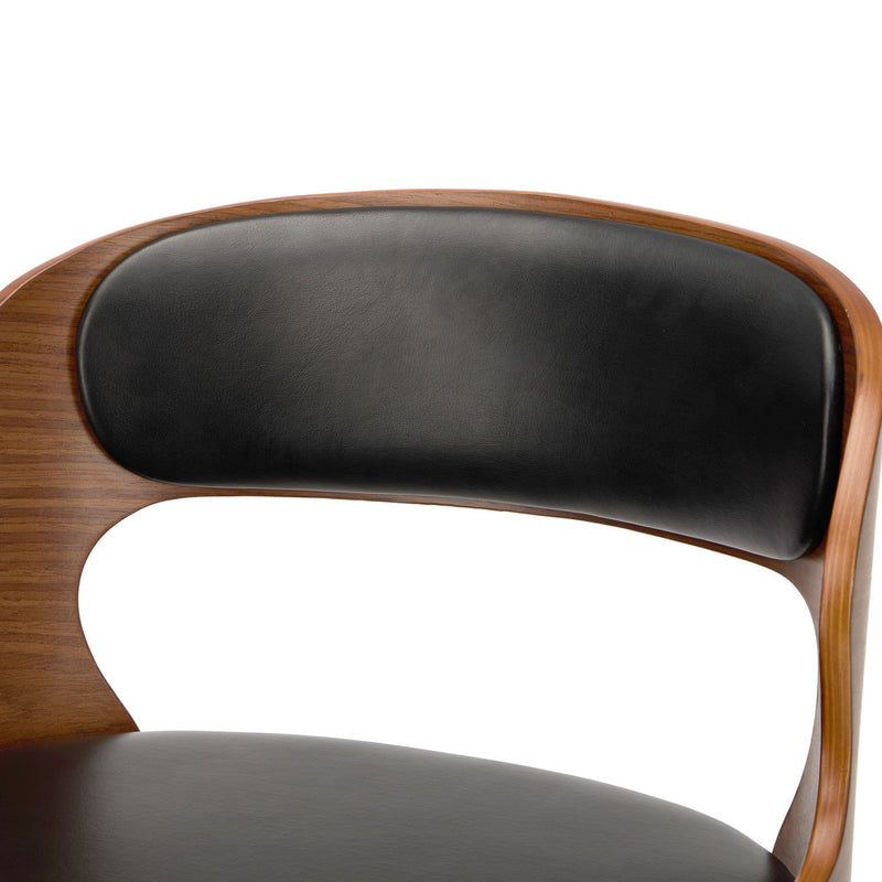 Oikiture 2x Bar Stools Adjustable Counter Height Stool Leather Black