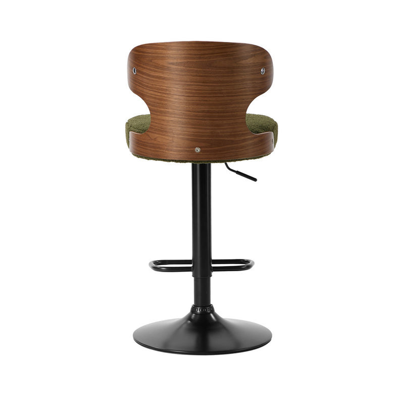 Oikiture 2x Bar Stools Swivel Kitchen Bar Chairs Gas Lift Boucle Green