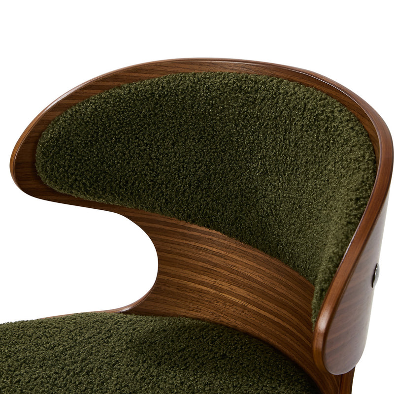 Oikiture 2x Bar Stools Swivel Kitchen Bar Chairs Gas Lift Boucle Green