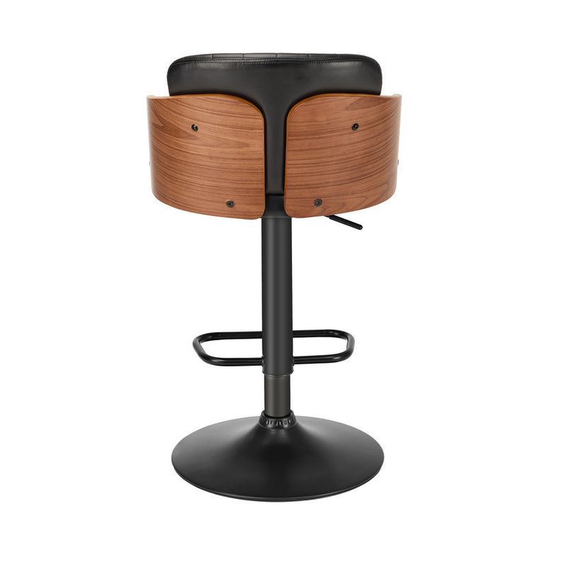 Oikiture 2x Bar Stools Swivel Counter Gas Lift Chair Leather Black