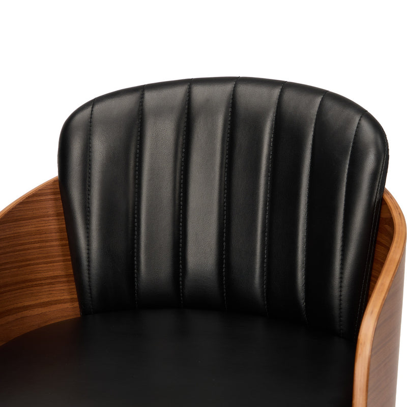 Oikiture 2x Bar Stools Swivel Counter Gas Lift Chair Leather Black