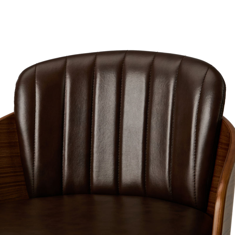 Oikiture 2x Bar Stools Adjustable Height Stool Swivel Leather Brown