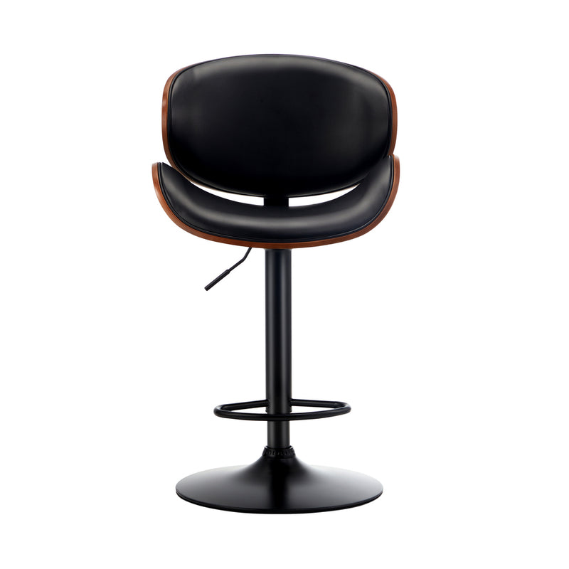 Oikiture 2x Bar Stools Swivel Leather Seat Black