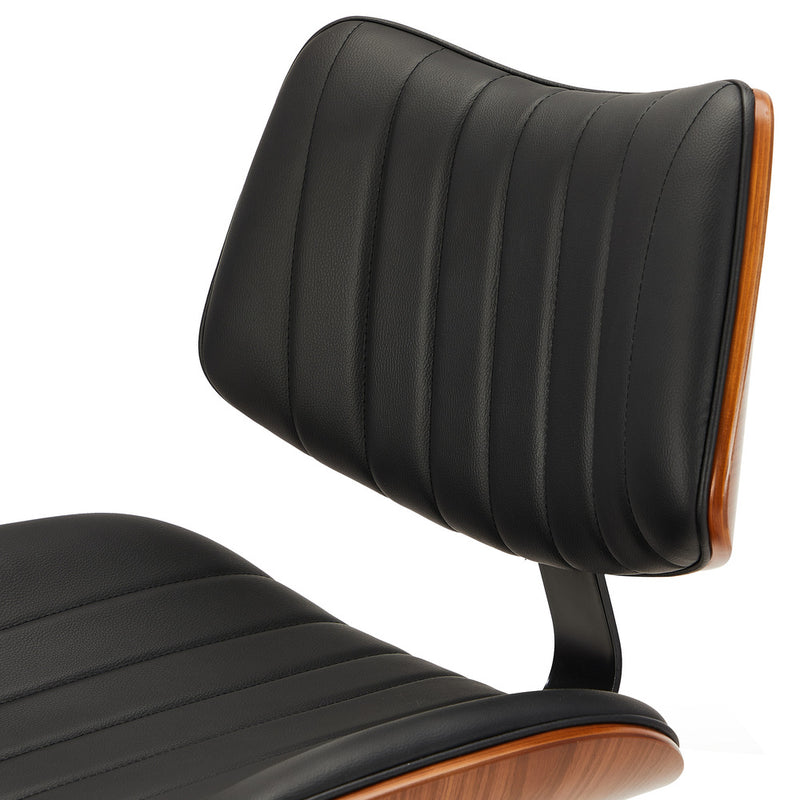 Oikiture 2x Bar Stool Kitchen Swivel Chair Wooden Leather Gas Lift Black