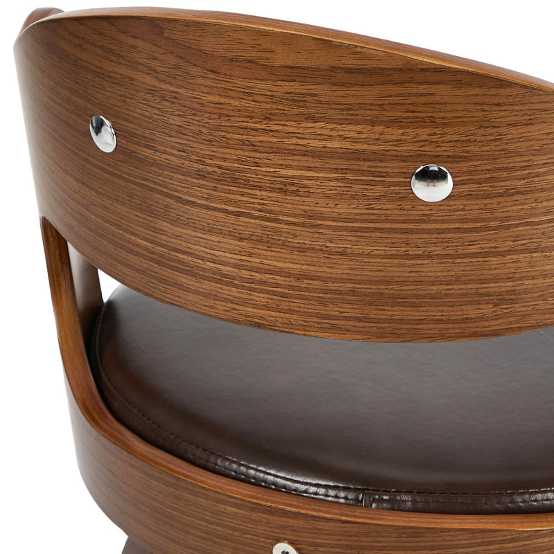 Oikiture 2x Bar Stools Kitchen Swivel Chair Shell Leather Brown