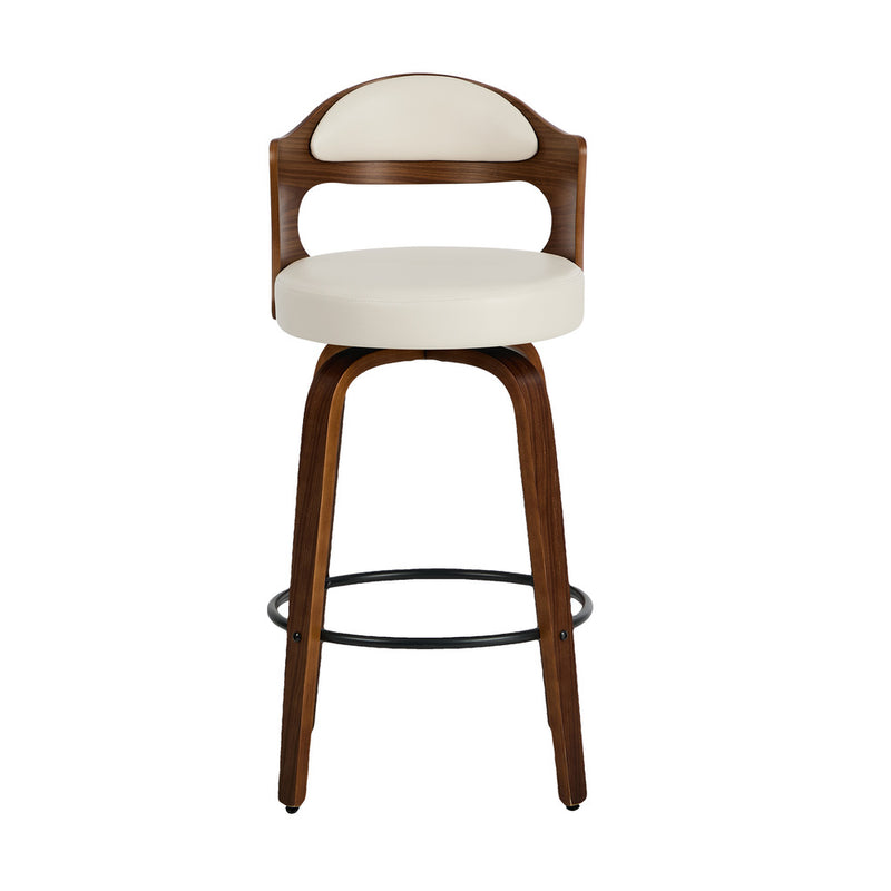 Oikiture 2x Bar Stools Kitchen Swivel Chair Shell Leather White