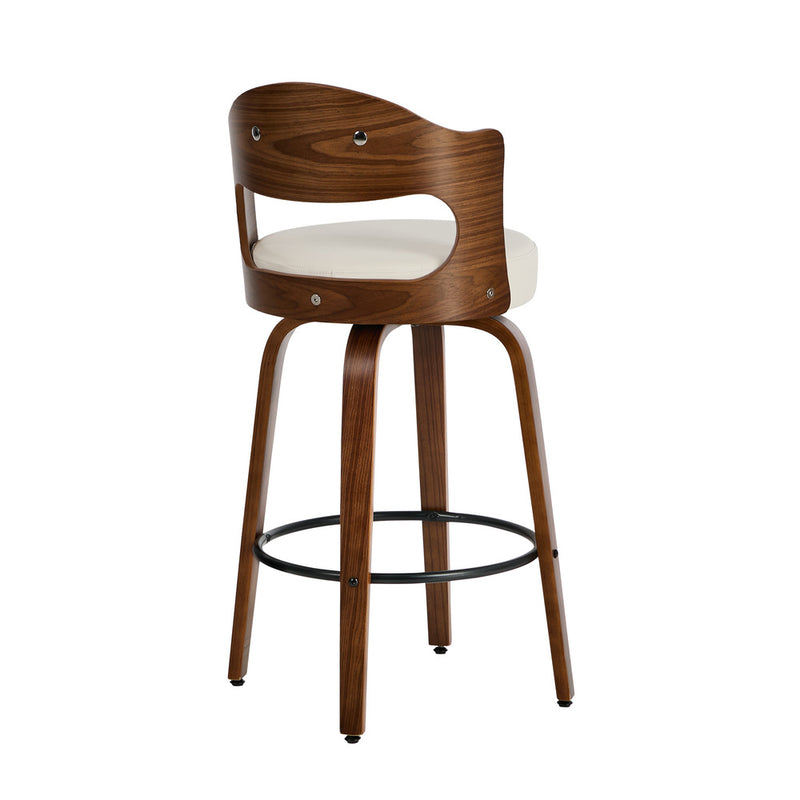 Oikiture 2x Bar Stools Kitchen Swivel Chair Shell Leather White