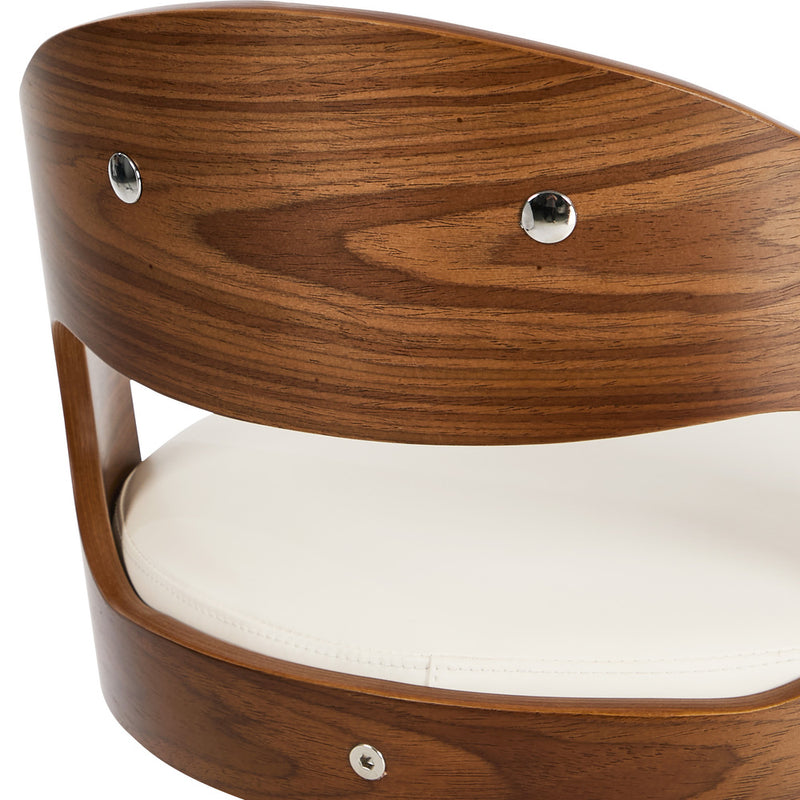 Oikiture 2x Bar Stools Kitchen Swivel Chair Shell Leather White